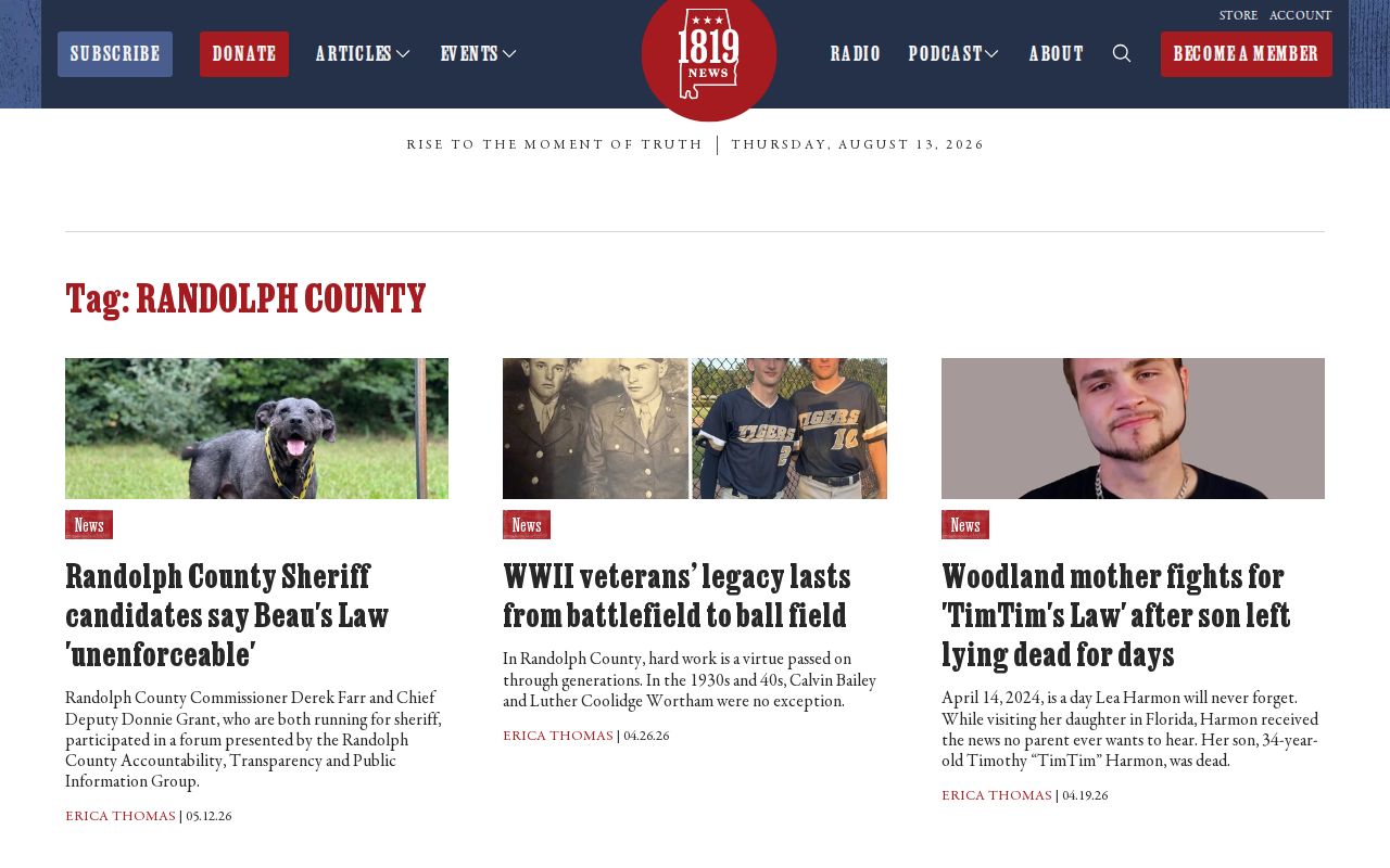 Randolph County event-driven crime news index from 1819 News
