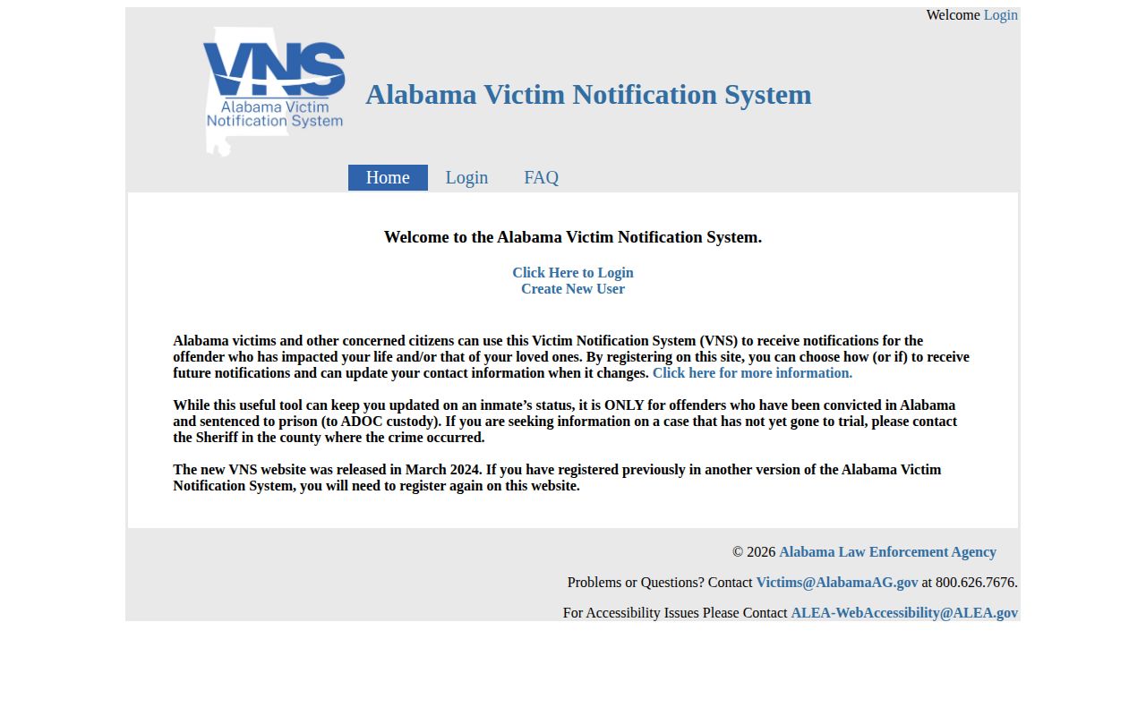Alabama victim notification portal for Randolph County custody distinctions