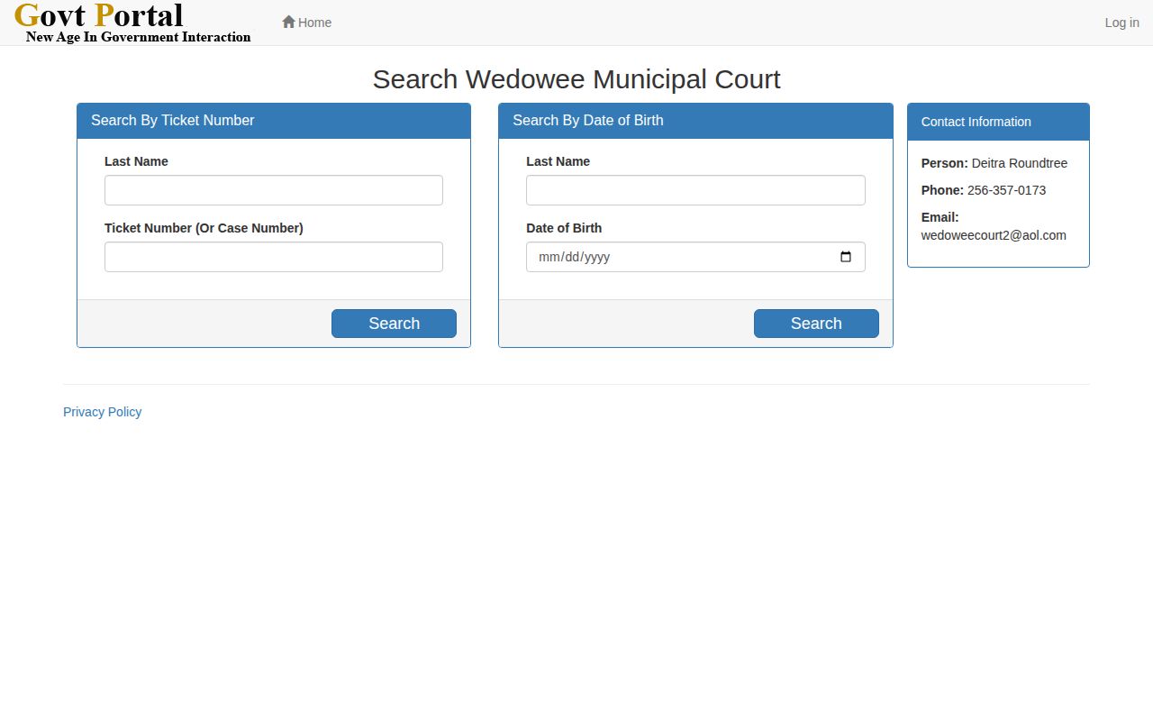 Wedowee municipal court case record search in Randolph County